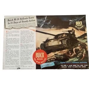 Vintage 1945 Buick M-18 Hellcat Tank Ad Advertisment